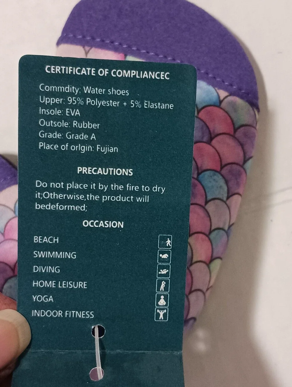 Baby Water Shoes Blue Rainbow Mermaid Print Size 18/19 , 4-3/4in Long NWT